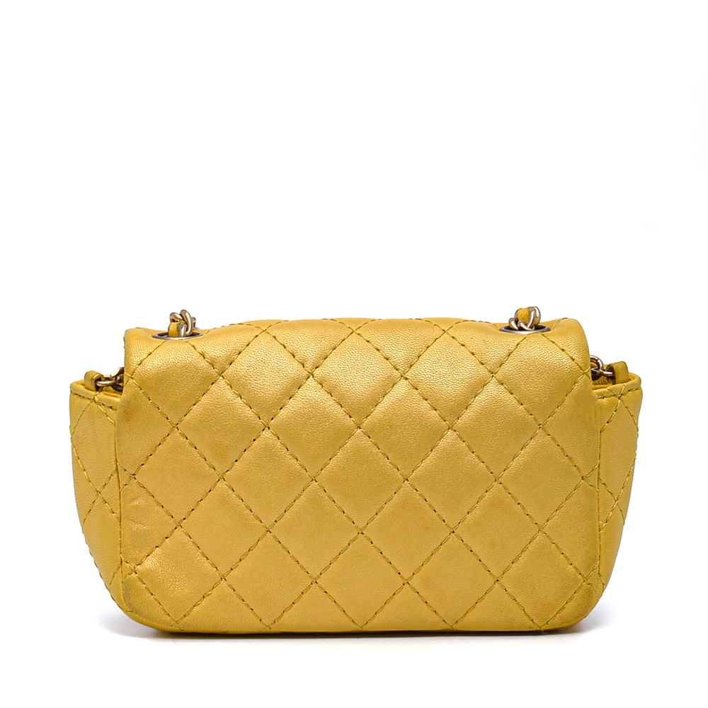 Chanel Yellow Quilted Lambskin Leather Embellished CC Logo